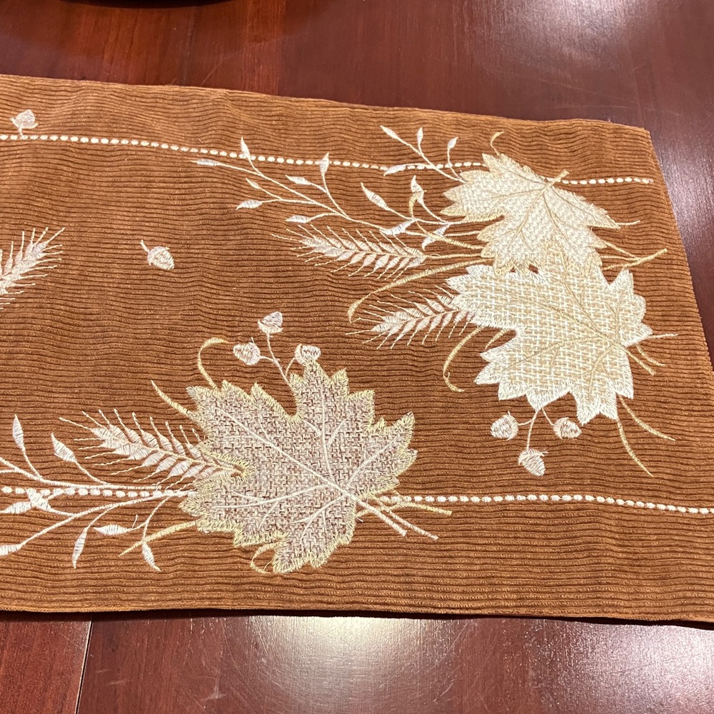 Wellesley Manor Rust Corduroy Autumnal Table Runner